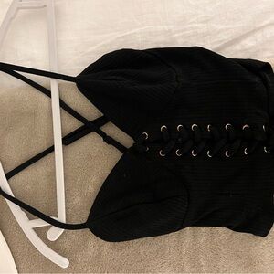 Club L London Black Bodysuit with Cut Out and Bustier Style